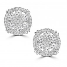 2.10 ct Round Cut Cubic Zirconia Stud Earrings in Screw Back